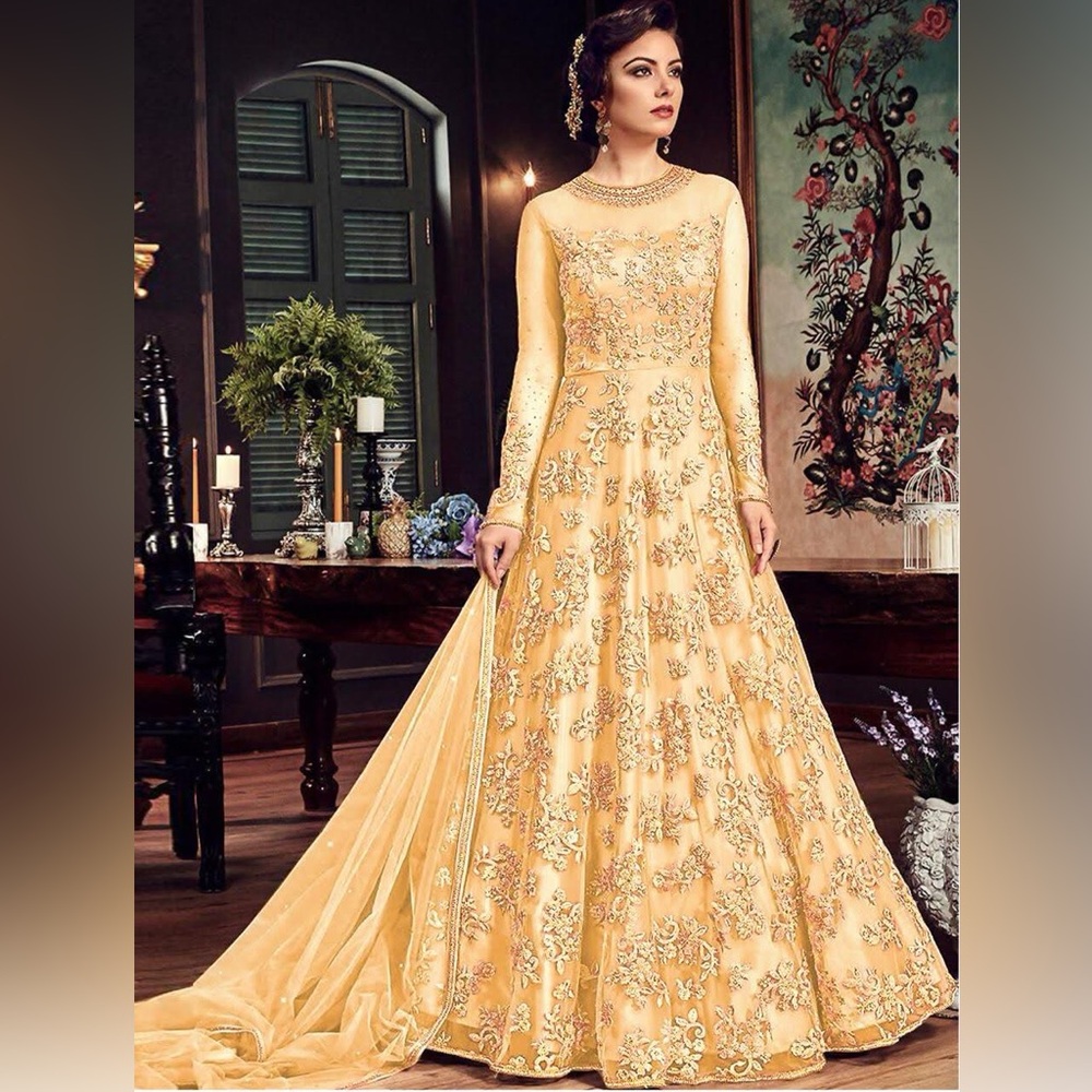 Long anarkali style gown with bottom and duppatta!